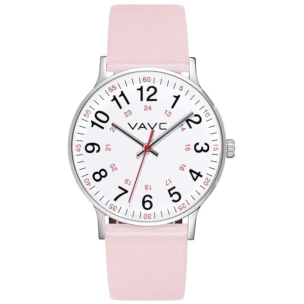 VAVC - Reloj de enfermera para estudiantes de medicina, médicos, mujeres con segunda mano y 24 horas. Reloj fácil de leer, 3 rosa-40 mm.