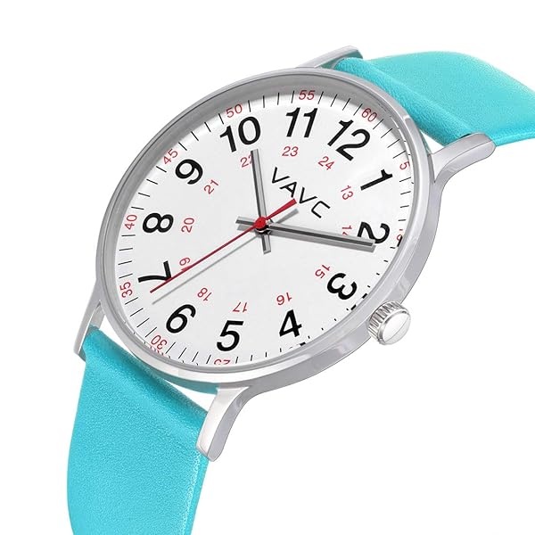 VAVC - Reloj de enfermera para estudiantes de medicina, médicos, mujeres con segunda mano y 24 horas. Reloj fácil de leer, 7 verde-40 mm. - Image 3