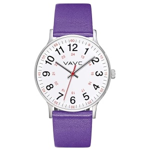 VAVC - Reloj de enfermera para estudiantes de medicina, médicos, mujeres con segunda mano y 24 horas. Reloj fácil de leer, 6 púrpura-40 mm.