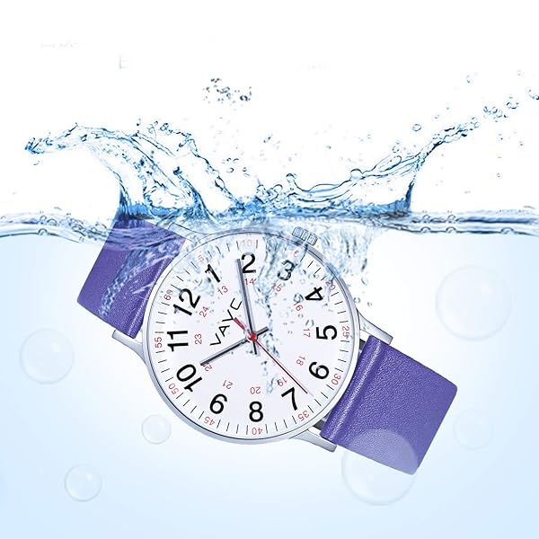 VAVC - Reloj de enfermera para estudiantes de medicina, médicos, mujeres con segunda mano y 24 horas. Reloj fácil de leer, 6 púrpura-40 mm. - Image 7