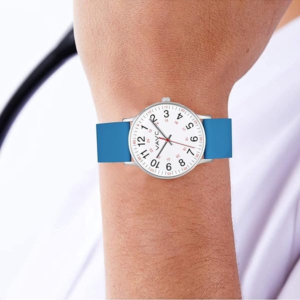 VAVC - Reloj de enfermera para estudiantes de medicina, médicos, mujeres con segunda mano y 24 horas. Reloj fácil de leer, Silicona-Vino Tinto - Image 5