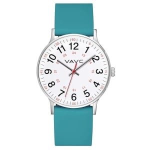 VAVC - Reloj de enfermera para estudiantes de medicina, médicos, mujeres con segunda mano y 24 horas. Reloj fácil de leer, Silicona-Verde
