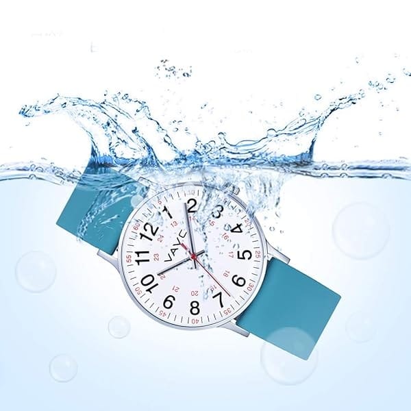 VAVC - Reloj de enfermera para estudiantes de medicina, médicos, mujeres con segunda mano y 24 horas. Reloj fácil de leer, Silicona-Verde - Image 6