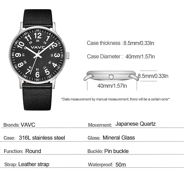 VAVC Reloj de enfermería para estudiantes de medicina, médicos, mujeres con segunda mano y 24 horas. Reloj fácil de leer, 5NegroD - Image 5