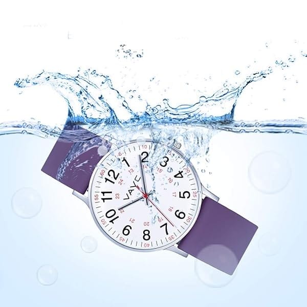 VAVC Reloj de enfermería para estudiantes de medicina, médicos, mujeres con segunda mano y 24 horas. Reloj fácil de leer, Silicona morada. - Image 6