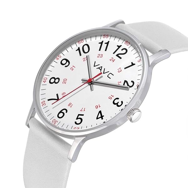 VAVC reloj de enfermería para estudiantes médicos con segunda mano. Reloj fácil de leer para niños y niñas, 1White - Image 3
