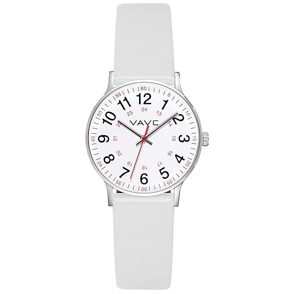VAVC reloj de enfermería para estudiantes médicos con segunda mano. Reloj fácil de leer para niños y niñas, 1White