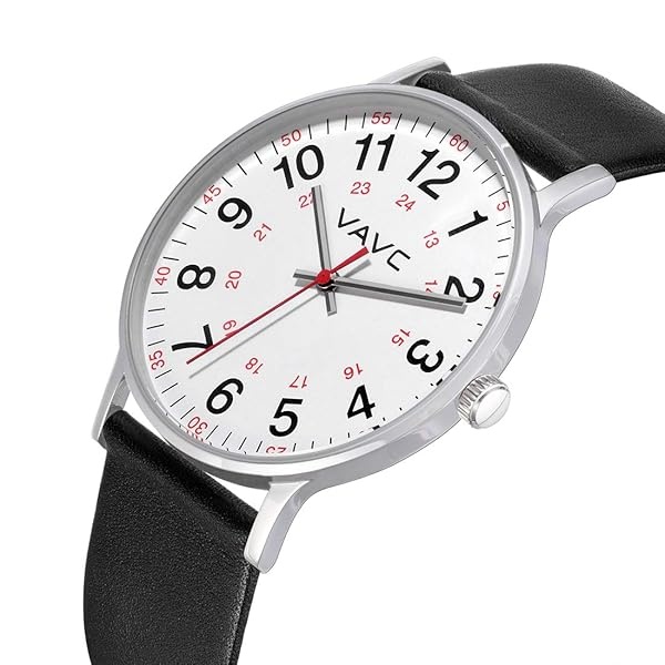 VAVC reloj de enfermería para estudiantes médicos con segunda mano. Reloj fácil de leer para niños y niñas, 2negro - Image 3