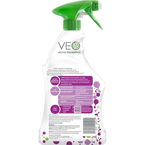 VEO Active-Probiotics All Purpose Cleaner Spray 22 Oz, Apple & Jasmine Scent, MultiSurface Cleaner, Multipurpose Cleaner - Image 3