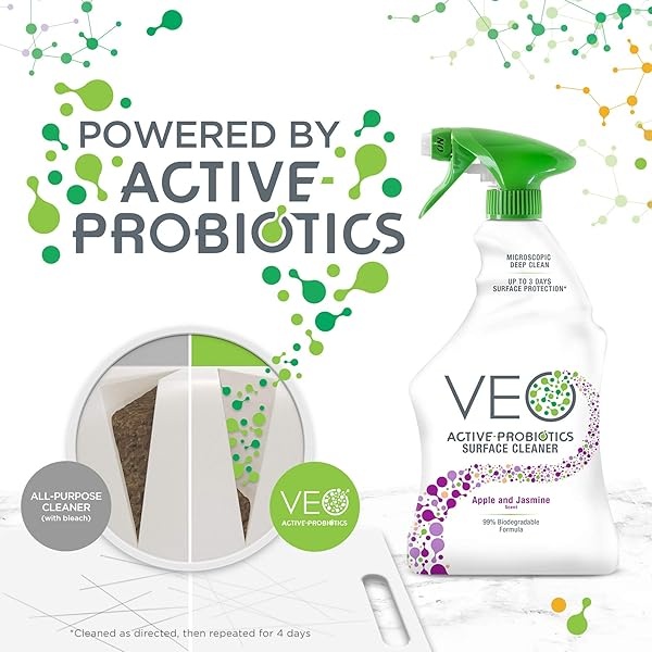 VEO Active-Probiotics All Purpose Cleaner Spray 22 Oz, Apple & Jasmine Scent, MultiSurface Cleaner, Multipurpose Cleaner - Image 4