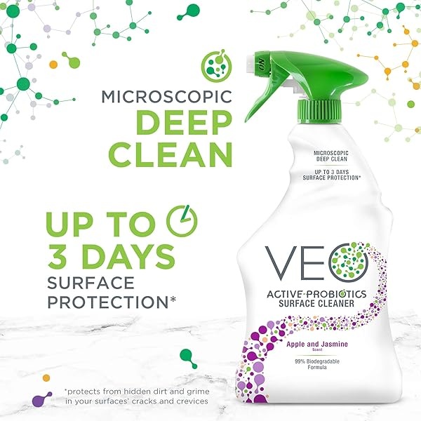 VEO Active-Probiotics All Purpose Cleaner Spray 22 Oz, Apple & Jasmine Scent, MultiSurface Cleaner, Multipurpose Cleaner - Image 6