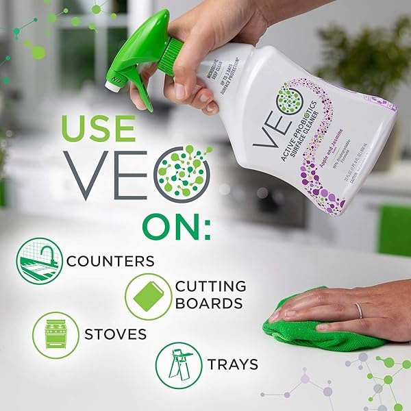 VEO Active-Probiotics All Purpose Cleaner Spray 22 Oz, Apple & Jasmine Scent, MultiSurface Cleaner, Multipurpose Cleaner - Image 7