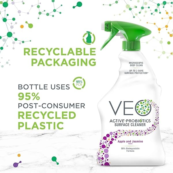 VEO Active-Probiotics All Purpose Cleaner Spray 22 Oz, Apple & Jasmine Scent, MultiSurface Cleaner, Multipurpose Cleaner - Image 8