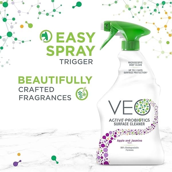 VEO Active-Probiotics All Purpose Cleaner Spray 22 Oz, Apple & Jasmine Scent, MultiSurface Cleaner, Multipurpose Cleaner - Image 10
