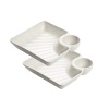 VSUINGO Juego de 2 platos para servir aperitivos divididos en color blanco, bandeja de salsa reutilizable para papas fritas, sushi, magdalenas, aperitivos, platos de condimentos para ketchup, vinagre, soja, té y fiesta