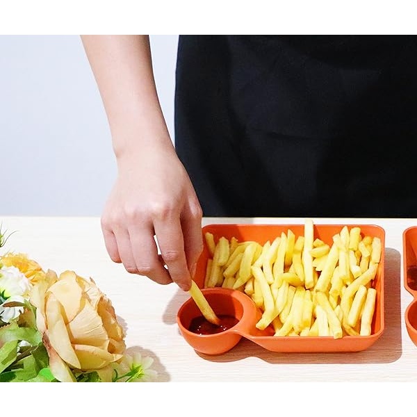 VSUINGO Juego de 2 platos para servir aperitivos pequeños y salsas, reutilizables, para papas fritas, sushi, cupcakes, aperitivos, condimentos para ketchup, vinagre, soja, té y fiesta - Image 5