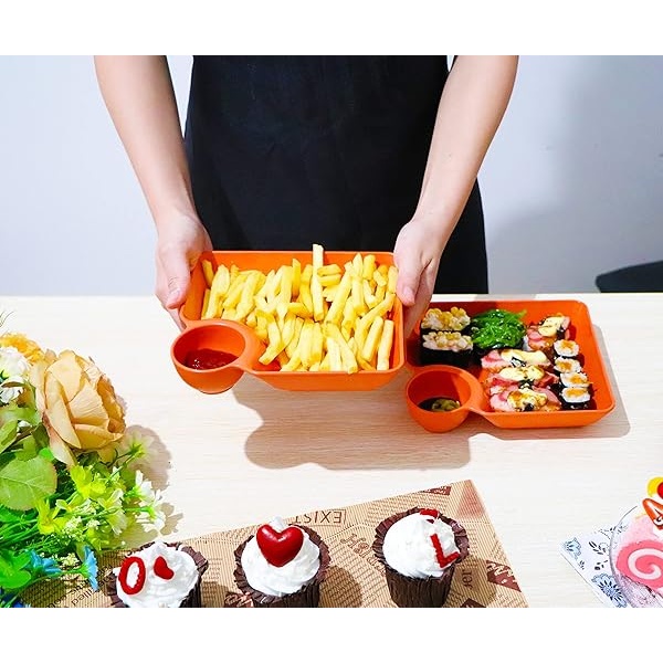 VSUINGO Juego de 2 platos para servir aperitivos pequeños y salsas, reutilizables, para papas fritas, sushi, cupcakes, aperitivos, condimentos para ketchup, vinagre, soja, té y fiesta - Image 6