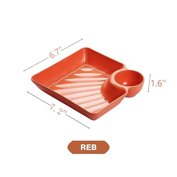 VSUINGO Juego de 2 platos para servir aperitivos pequeños y salsas, reutilizables, para papas fritas, sushi, cupcakes, aperitivos, condimentos para ketchup, vinagre, soja, té y fiesta - Image 7