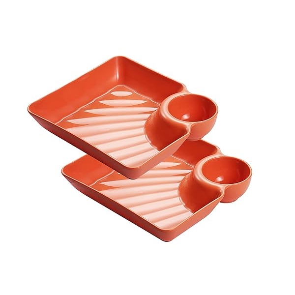 VSUINGO Juego de 2 platos para servir aperitivos pequeños y salsas, reutilizables, para papas fritas, sushi, cupcakes, aperitivos, condimentos para ketchup, vinagre, soja, té y fiesta