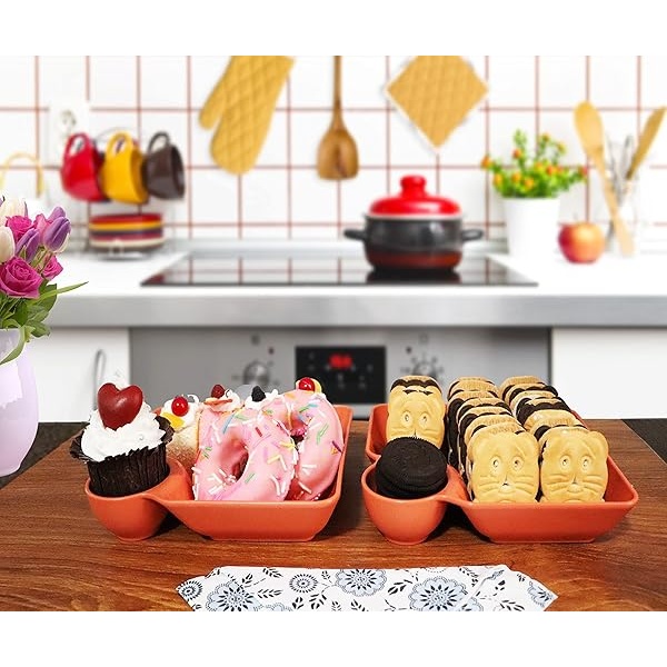 VSUINGO Juego de 2 platos para servir aperitivos pequeños y salsas, reutilizables, para papas fritas, sushi, cupcakes, aperitivos, condimentos para ketchup, vinagre, soja, té y fiesta - Image 8