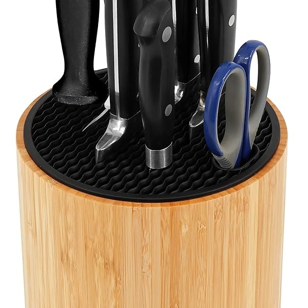 VaeFae Soporte cilíndrico para cuchillos con ranuras para afilador de cuchillos y tijeras, organizador universal de cuchillos, bloque de cuchillos de cocina con diseño único de ranura - Image 5