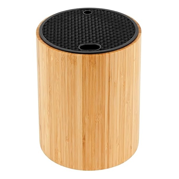 VaeFae Soporte cilíndrico para cuchillos con ranuras para afilador de cuchillos y tijeras, organizador universal de cuchillos, bloque de cuchillos de cocina con diseño único de ranura