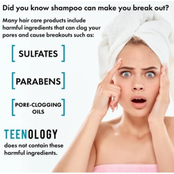 Vanilla Almond Shampoo, â€˜Be in the Clearâ€TM Sulfate-Free, Paraben-Free to Help Avoid Breakouts, Contains Vitamin B5 and Aloe -TEENOLOGY (16 oz) - Image 8