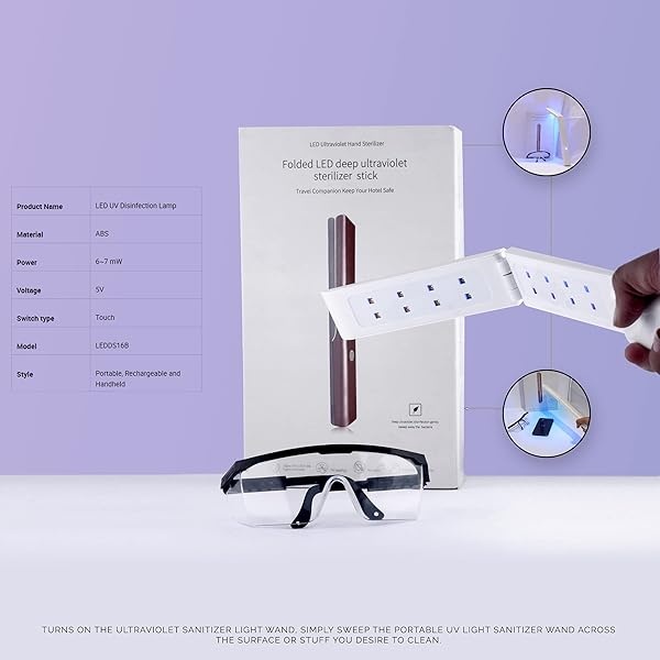 Varita desinfectante de luz UV portátil | esterilizador ultravioleta para habitación | Varita portátil fácil de usar | Equipo de mano UV-C cargable - Image 5