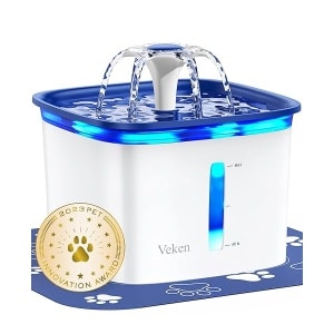 Veken 95oz/2.8L Pet Fountain, Automatic Cat Water Fountain Dog Water Dispenser with Smart Pump for Cats, Dogs, Multiple Pets (Blue, Plastic)