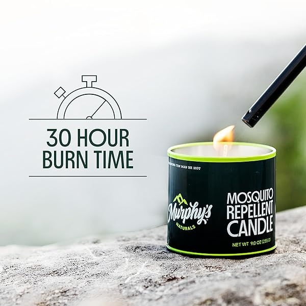 Vela repelente de mosquitos Murphy's Naturals fabricada con aceites esenciales y una mezcla de cera de soja/abeja | 30 horas de combustión | 9 oz | 6 unidades - Image 4