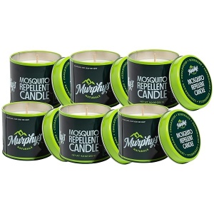 Vela repelente de mosquitos Murphy's Naturals fabricada con aceites esenciales y una mezcla de cera de soja/abeja | 30 horas de combustión | 9 oz | 6 unidades