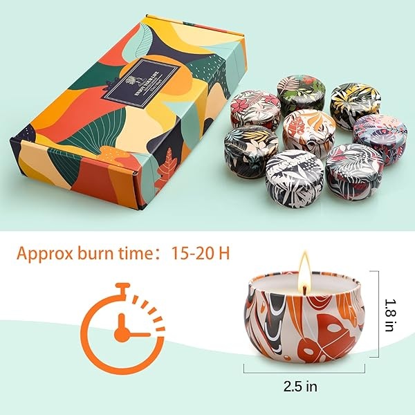 Velas de regalo para mujeres, alivio del estrés y relajación corporal, juego de 8 velas de aromaterapia, regalo ideal para cumpleaños, adecuado para yoga, meditación, spa, baño - Image 3