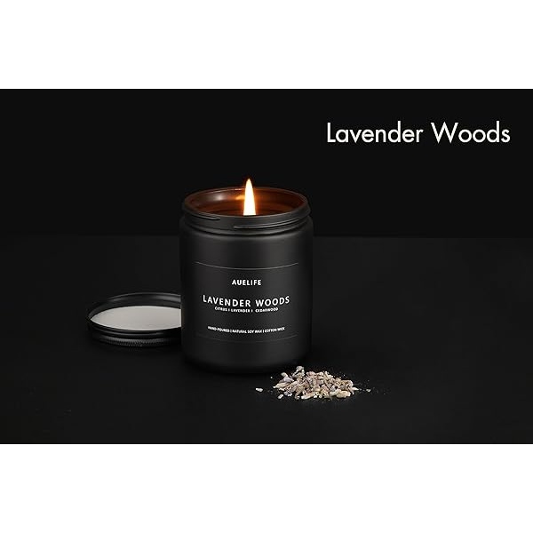Velas perfumadas para hombres | Vela perfumada de lavanda y madera, vela para hombres, velas para el hogar, regalos de vela para él/amigo, vela de aromaterapia en tarro negro - Image 3
