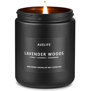 Velas perfumadas para hombres | Vela perfumada de lavanda y madera, vela para hombres, velas para el hogar, regalos de vela para él/amigo, vela de aromaterapia en tarro negro