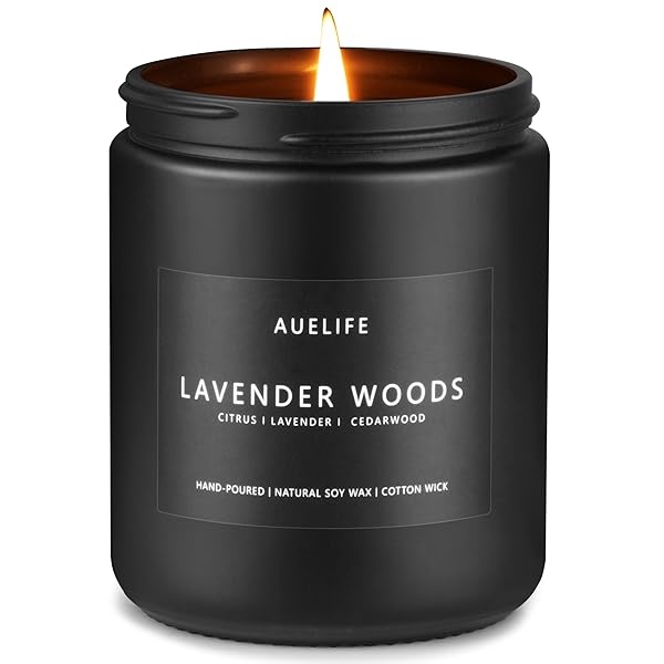 Velas perfumadas para hombres | Vela perfumada de lavanda y madera, vela para hombres, velas para el hogar, regalos de vela para él/amigo, vela de aromaterapia en tarro negro
