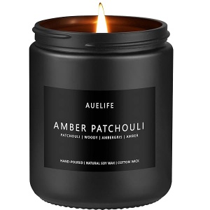 Velas perfumadas para hombres | Vela perfumada de pachulí ámbar - Velas para hombres, velas perfumadas para el hogar, regalos de velas para él/amigo, vela de aromaterapia en tarro negro