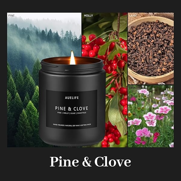 Velas perfumadas para hombres | Vela perfumada de pino y clavo - Velas para hombres, velas perfumadas para el hogar, regalos de velas para él/amigo, vela de aromaterapia en tarro negro - Image 3