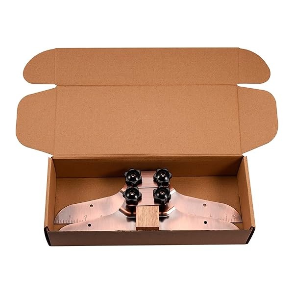 Versión actualizada: plantilla de rodadura, juego de plantillas de peldaños de escalera, medidor de banda de rodadura de escalera y herramienta de disposición de estante, adecuado para escaleras, elevadores y particiones, 30,5 cm con reglas (bronce) - Image 3