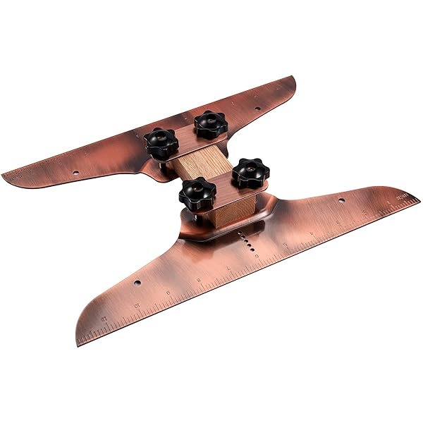Versión actualizada: plantilla de rodadura, juego de plantillas de peldaños de escalera, medidor de banda de rodadura de escalera y herramienta de disposición de estante, adecuado para escaleras, elevadores y particiones, 30,5 cm con reglas (bronce) - Image 7