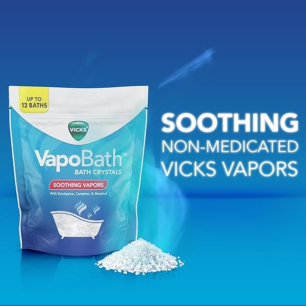 Vicks VapoBath, Bath Salts, Bath Bomb, Non-Medicated Bath Crystals, Comforting Vapors, Vapor Bath, Aromatherapy with Eucalyptus and Menthol Scent, Contains Essential Oils, 36 OZ - Image 3