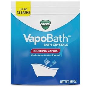 Vicks VapoBath, Bath Salts, Bath Bomb, Non-Medicated Bath Crystals, Comforting Vapors, Vapor Bath, Aromatherapy with Eucalyptus and Menthol Scent, Contains Essential Oils, 36 OZ