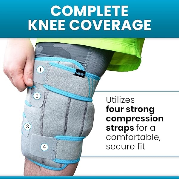 Vive Knee Ice Pack Wrap - Cold/Hot Gel Compression Brace - Heat Support Strap for Arthritis Pain, Tendonitis, ACL, Athletic Injury, Osteoarthritis, Women, Men, Running, Meniscus and Patella Surgery - Image 5
