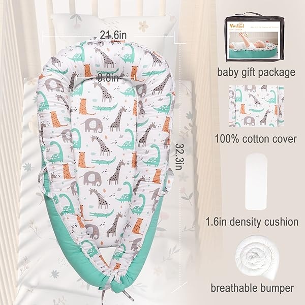 Viviland - Funda para tumbona para bebé, suave y transpirable, se adapta a bebés recién nacidos de 0 a 24 meses, dinosaurio - Image 6
