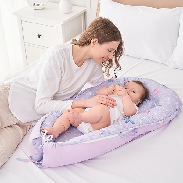 Viviland - Tumbona de bebé con diseño biónico para recién nacidos de 0 a 24 meses, almohada transpirable de algodón suave para bebés, tumbona de mariposa para recién nacidos - Image 3