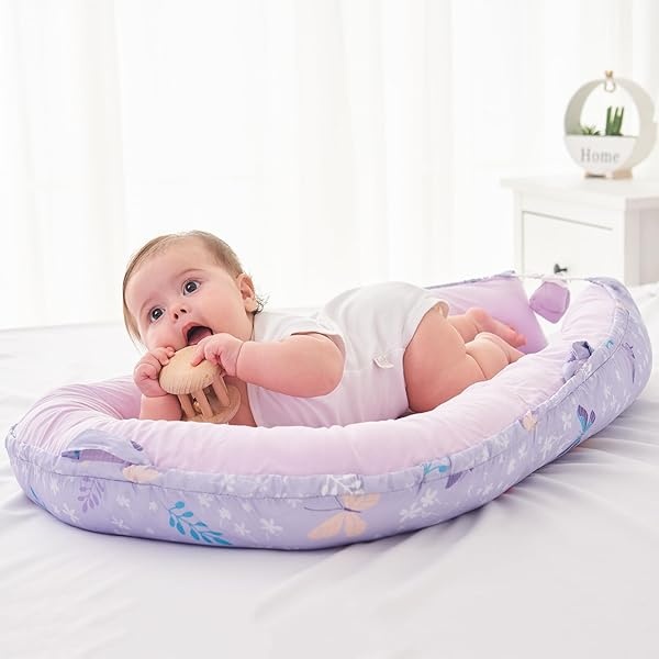 Viviland - Tumbona de bebé con diseño biónico para recién nacidos de 0 a 24 meses, almohada transpirable de algodón suave para bebés, tumbona de mariposa para recién nacidos - Image 5