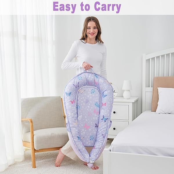 Viviland - Tumbona de bebé con diseño biónico para recién nacidos de 0 a 24 meses, almohada transpirable de algodón suave para bebés, tumbona de mariposa para recién nacidos - Image 6