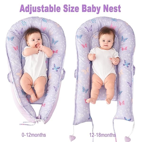 Viviland - Tumbona de bebé con diseño biónico para recién nacidos de 0 a 24 meses, almohada transpirable de algodón suave para bebés, tumbona de mariposa para recién nacidos - Image 8