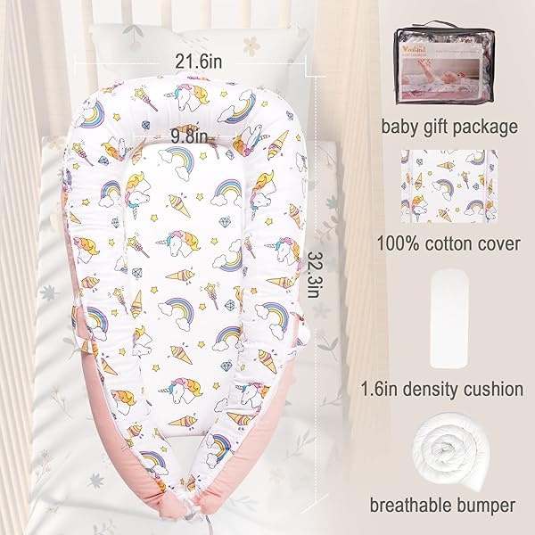 Viviland Tumbona para bebé, Baby Nest Co Sleeper para bebé, tumbona portátil para cuna y moisés, diseño de doble cremallera fácil de desmontar, esencial para recién nacidos en la cama de 0 a 18 meses - Image 6