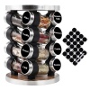 WAYDA Organizador de especias para encimera, organizador giratorio de especias con 16 tarros de condimentos para gabinete, torre de condimentos de almacenamiento de pie para cocina