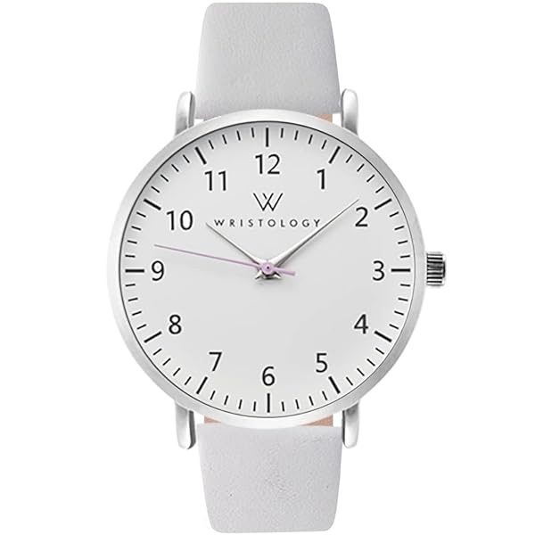 WRISTOLOGY Olivia Reloj analogico con numeros de cara grande facil de leer con segunda mano correa de piel para B08T4F88FM